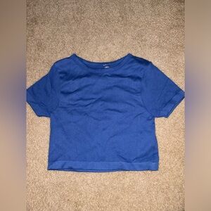 Blue high neck cropped top size medium